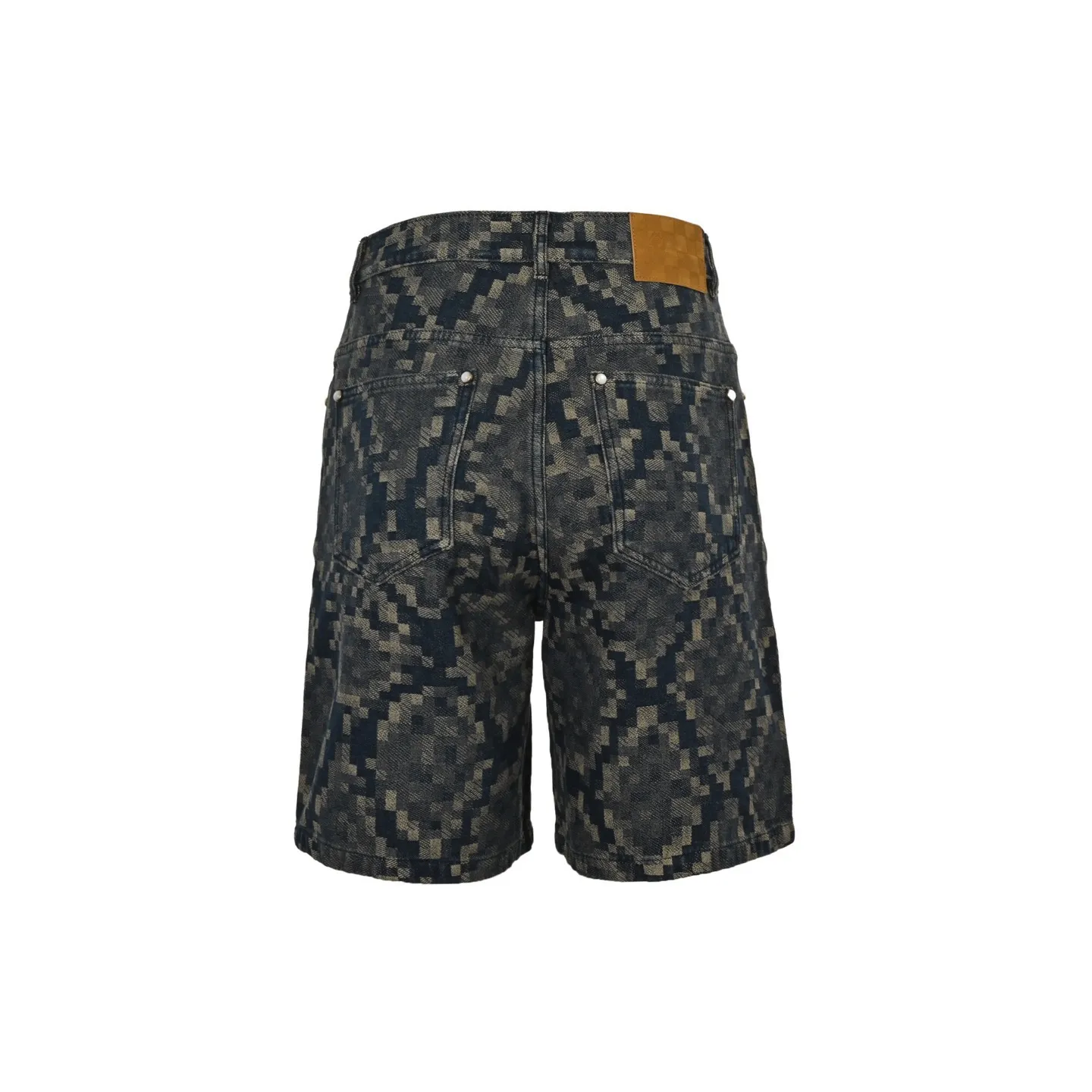 Louis Vuitton/Louis Vuitton 25ss snake pattern mosaic denim shorts